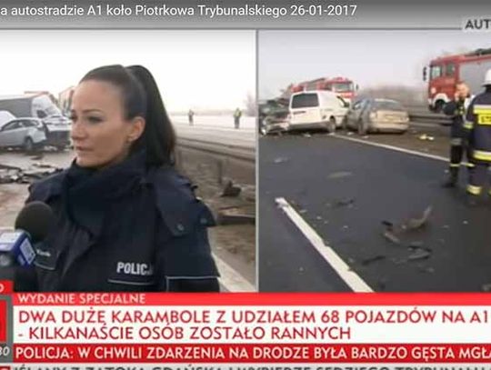 Dwa karambole na autostradzie A1 koło Piotrkowa Trybunalskiego 26-01-2017