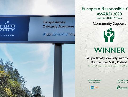 Grupa Azoty ZAK S.A. pierwszym polskim laureatem European Responsible Care Award