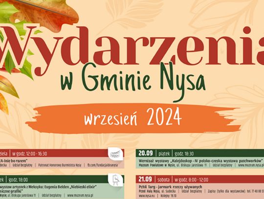 Kalendarz wydarzeń w Gminie Nysa – wrzesień 2024