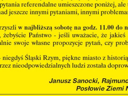 Na spotkanie w sprawie referendum nie przyszedł nawet poseł Rajmund Miller mimo, że zapraszał.