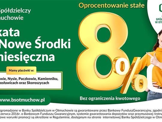 Najwyższe oprocentowanie lokal - Bank Spółdzielczy w Otmuchowie.