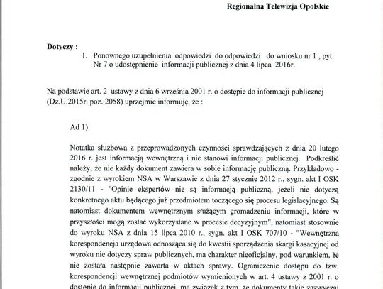 Notatka z akcji z wyłączonym monitoringiem nie stanowi informacji publicznej mówi  D.Dybek.