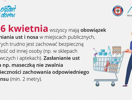 Od jutra (16.04) zakrywanie ust i nosa obowiązkowe. - Jakie zasady.