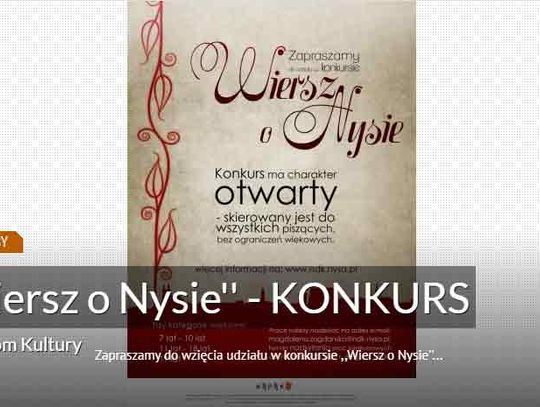 Poeci w szeregu zbiórka! - Jeszcze tylko do środy 10.06 można wysyłać zgłoszenia do konkursu "Wiersz o Nysie".