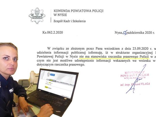 Policja udaje, że nie ma w Nysie rzecznika prasowego, a rzecznik jak malowany.