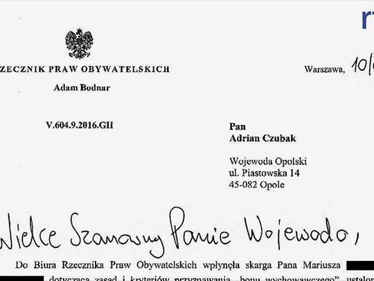 Rzecznik Praw Obywatelskich zakwestionował zgodność z prawem uchwały o bonie wychowawczym.