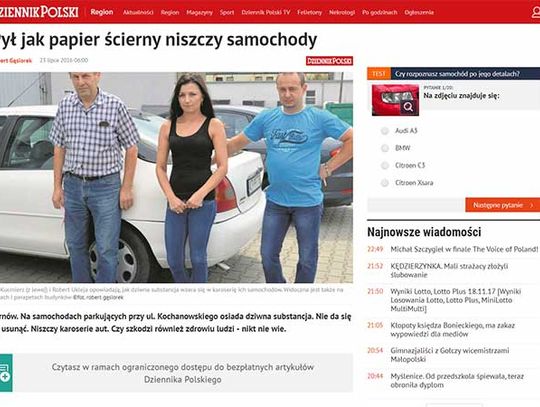 W Tarnowie i Śremie ten sam problem co w Nysie pył z odlewni niszczy lakier samochodów.