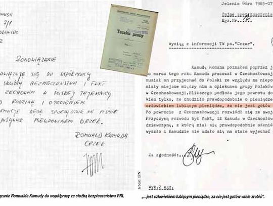 Według Nowin Nyskich Kamuda kłamał - miał w 1985 roku własnoręcznie podpisać zobowiązanie do współpracy z SB.