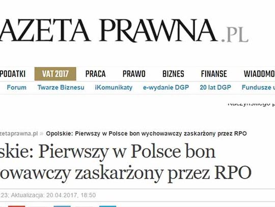 Wiadomości 22 kwietnia 2017 - Rzecznik praw obywatelskich skarżył bon wychowawczy do WSA