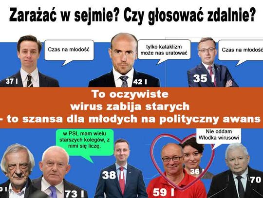 Zarażać w Sejmie, czy głosować zdalnie? - śmierć starych to niepowtarzalna szansa na awans młodych.