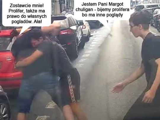 Zobacz jak "Pani chuligan" Margot broni wolności słowa - niszczenie mienia, groźby, atak na człowieka z telefonem.