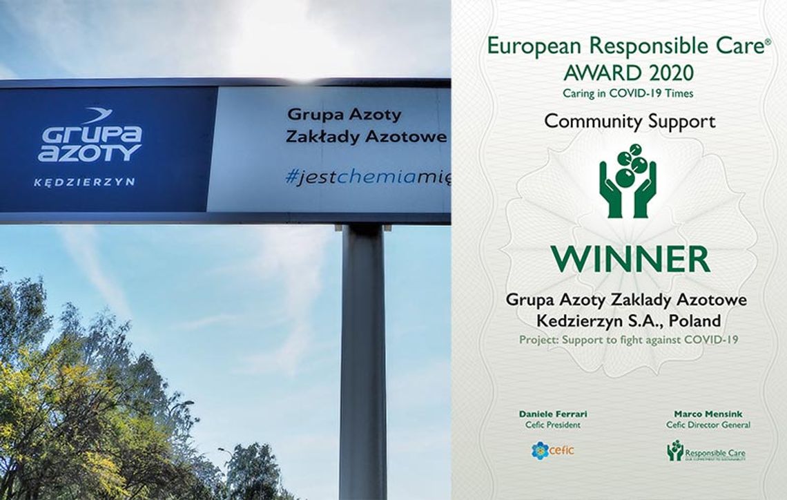 Grupa Azoty ZAK S.A. pierwszym polskim laureatem European Responsible Care Award