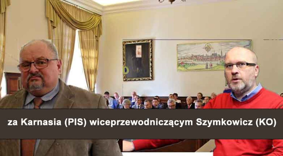 Karnaś (PIS) odwołany, jego miejsce w prezydium rady powiatu zajął Szymkowicz z PO. Głosowanie 13 do 11.