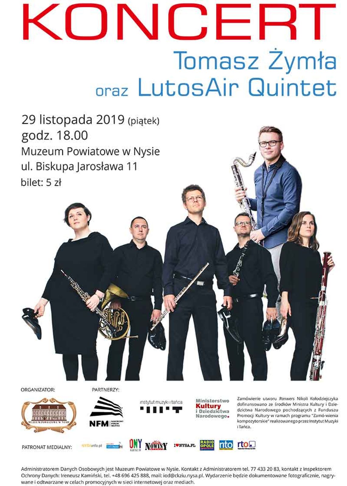 koncert w Muzeum - Tomasz Żymła oraz LutosAir Quintet, bilet 5 zł