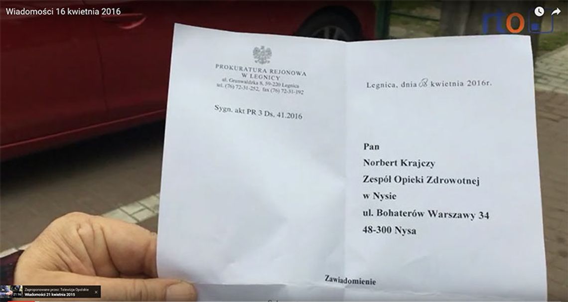Wiadomości 16 kwietnia - dyr Krajczy chce 100 tys. odszkodowania na hospicjum od Janusza Sanockiego